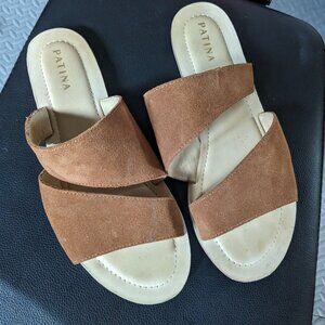 Portland leather slip on sandals like new